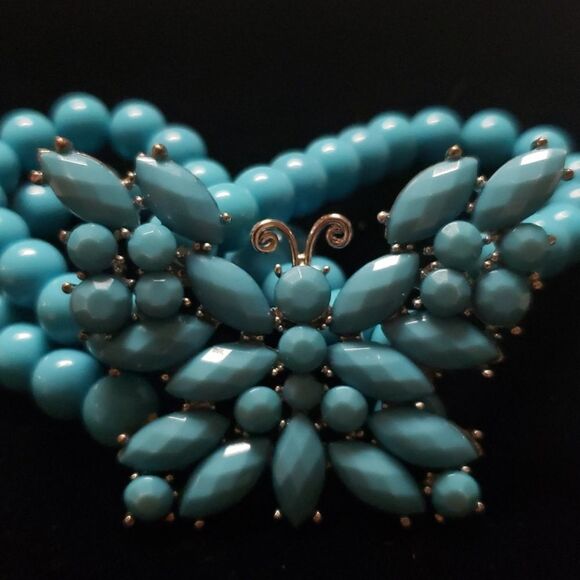 VNTG Turquoise Butterfly Beaded Bracelet - Picture 5 of 8